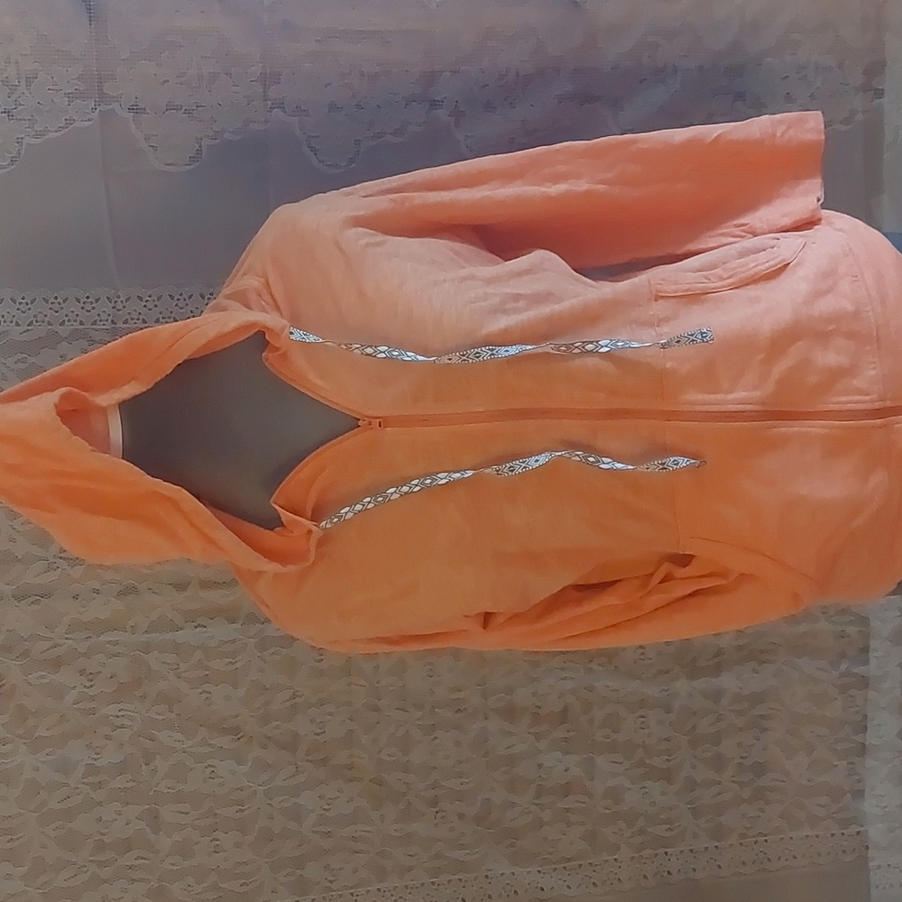 EDDIE BAUER women's coral zip-up hooded active wear front pockets size L
